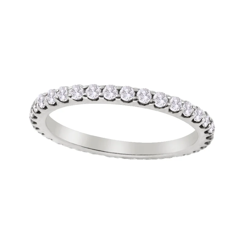 women’s gemstone halo engagement rings-Shared Prong Round Diamond Eternity Wedding Band 1.7mm