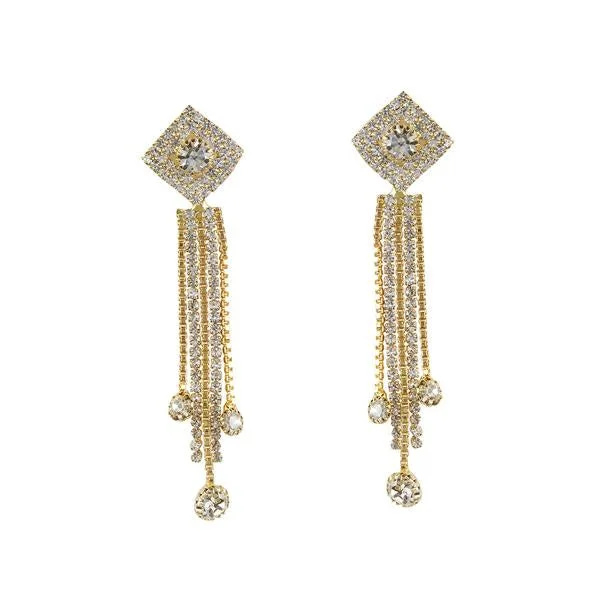 women’s vintage-style earrings-Tip Top Fashions Austrian Stone Gold Plated Dangler Earrings - 1303310