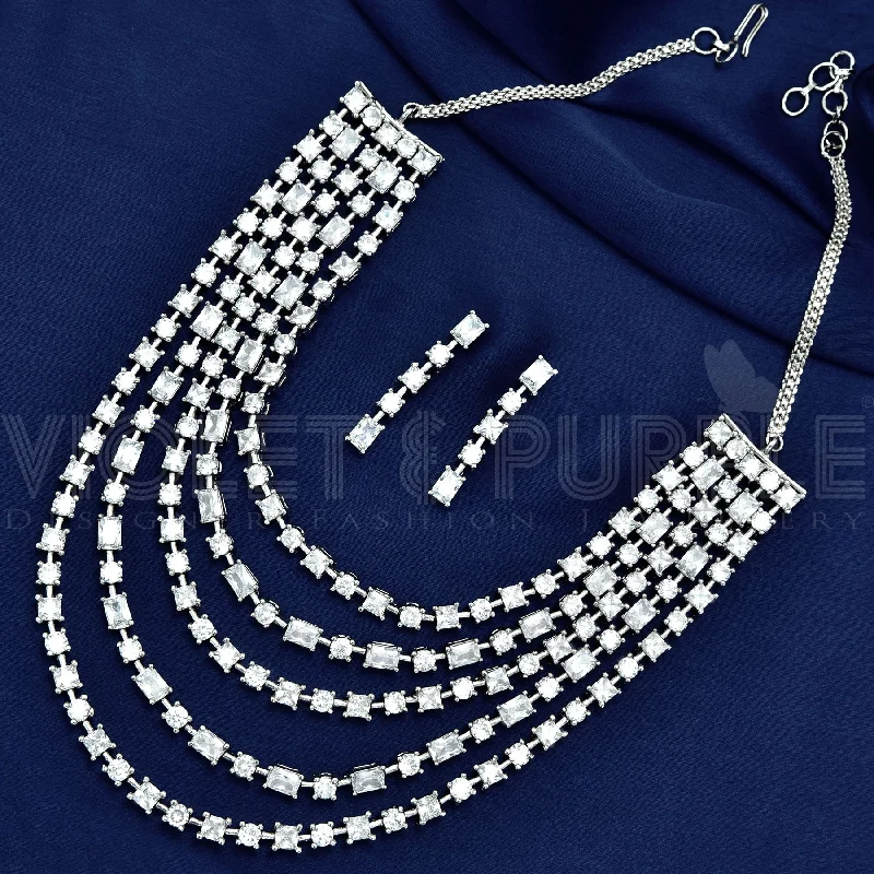 women’s minimalist necklaces-Zirconia Necklace Set 65548