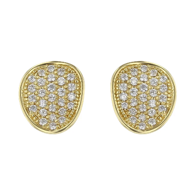 women’s matching earrings-Lunaria Collection 18K Yellow Gold and Diamond Stud Earrings