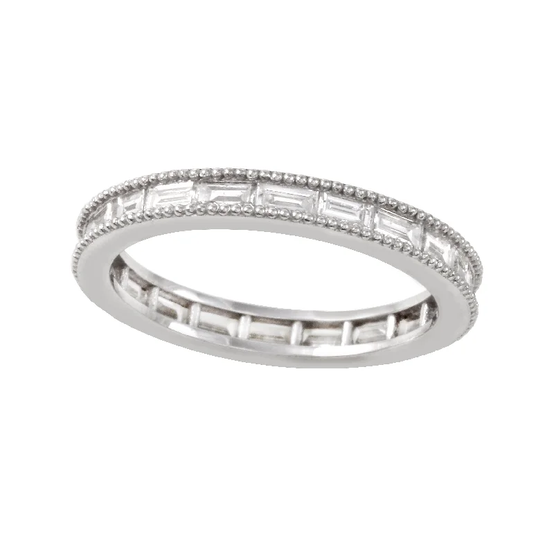 women’s affordable custom engagement rings-Channel Set Diamond Baguette Eternity Wedding Band