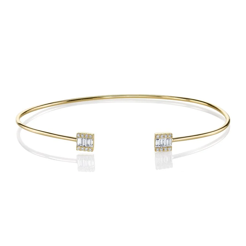 women’s birthstone bracelets-14K Yellow Gold 0.28ct. Baguette Diamond Bangle Bracelet