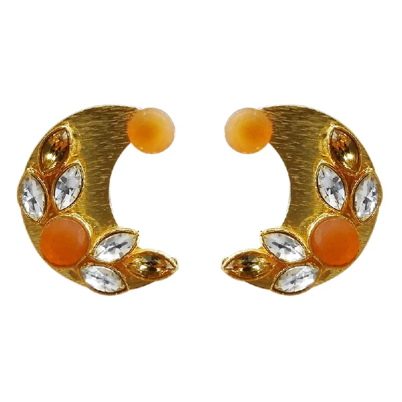 women’s gemstone drop earrings-Kriaa Resin Stone Gold Plated Stud Earring - 1311406F