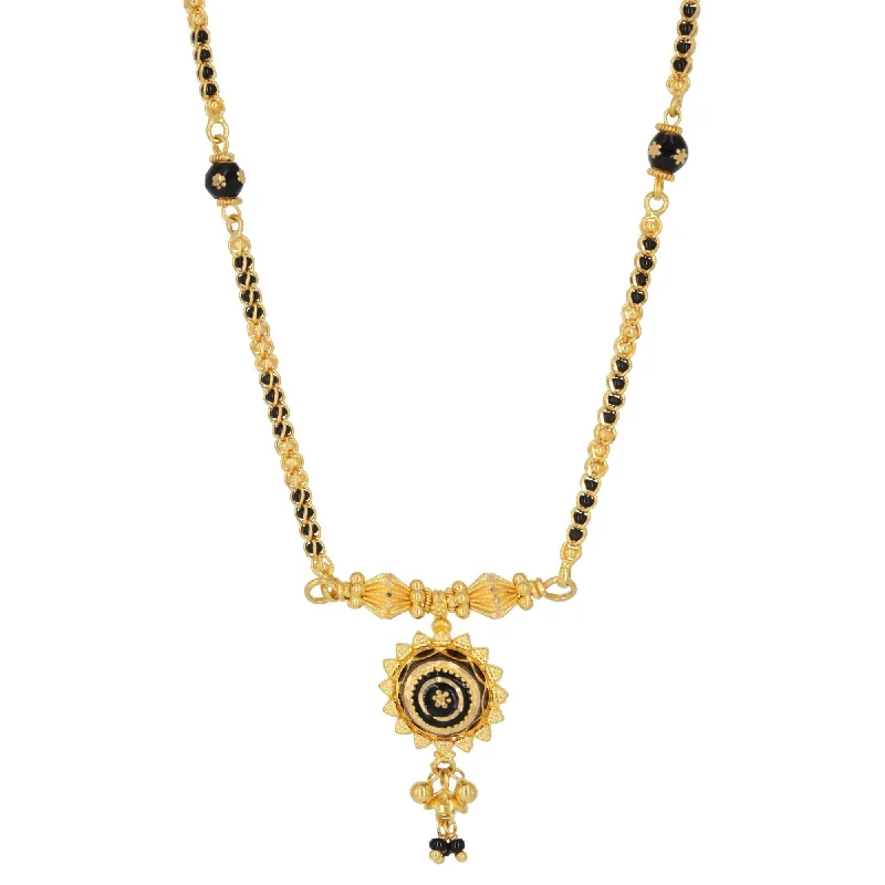 women’s designer necklaces-22K Yellow Gold Mangalsutra Necklace W/ Enamel Pendant