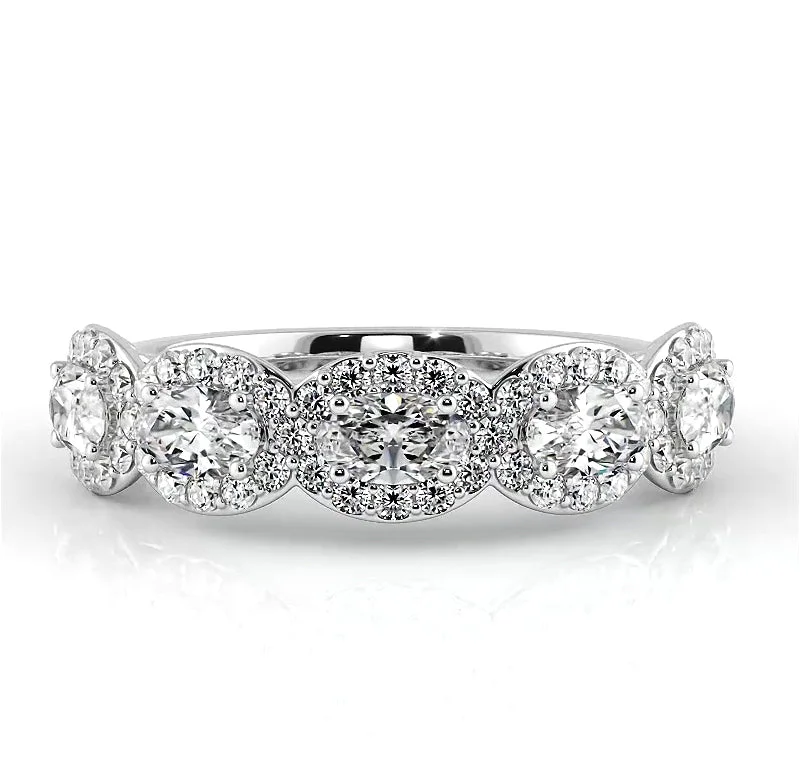 women’s pear-shaped engagement rings-1.45 ct. Oval And Round Diamond Wedding Band