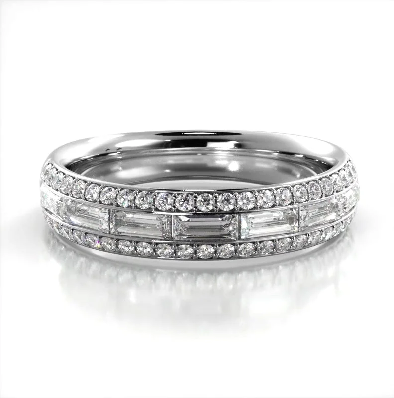 women’s vintage-style engagement rings-0.88 ct Round And Baguette Diamond Wedding Band