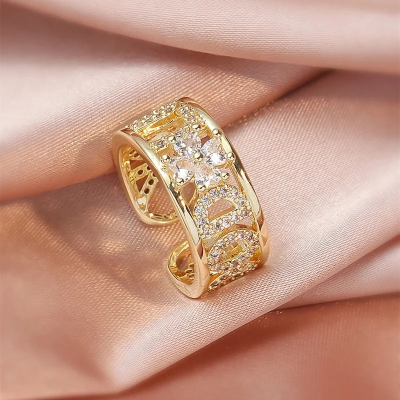 women’s classic rings-Original Design Luxurious Novelty Copper Gold Plated Gold Plated Copper Gold Plated Rings In Bulk