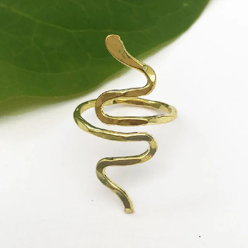 women’s heart-shaped bracelets-Serpent Adjustable Ring - Gold, India