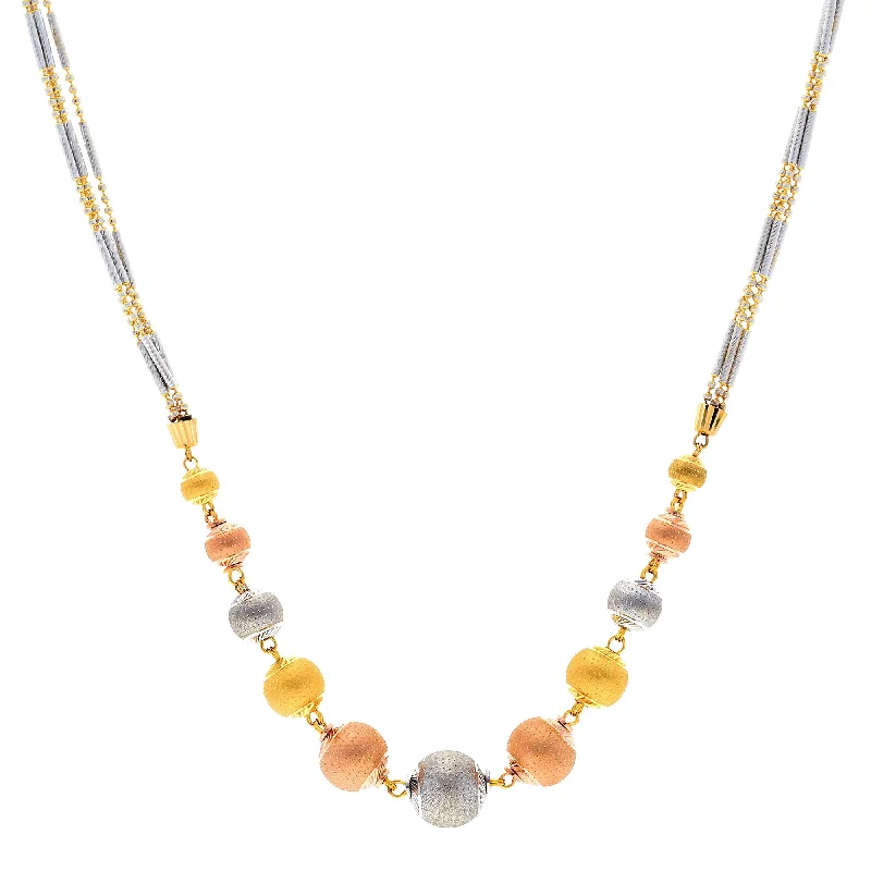 women’s platinum necklaces-22K Multi Tone Gold Necklace W/ Colorful Pin-Pricked Gold Ball Arrangement