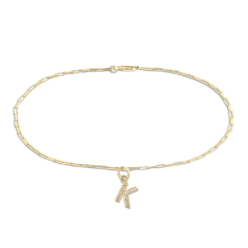 women’s trendy bangles-Elongated Box Chain Initial Bracelet