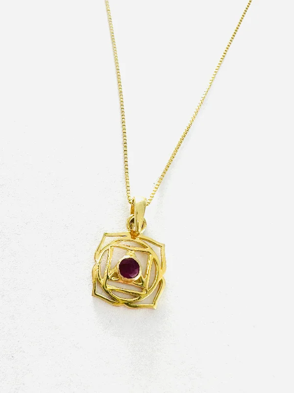 women’s two-tone necklaces-14kt gold Muladhara Chakra Pendant Necklace