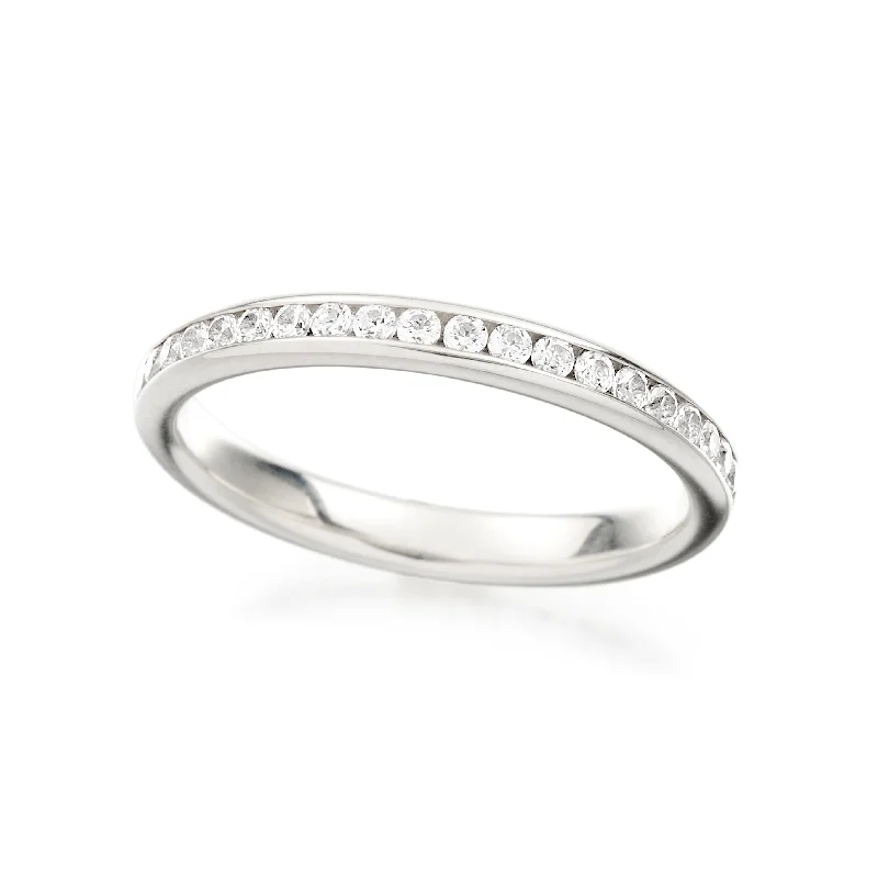 women’s three-stone diamond engagement rings-Mini Channel Eternity Wedding Band