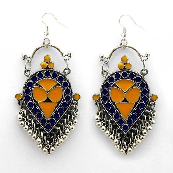 women’s hoop earrings-Kriaa Blue And Yellow Meenakari Afghani Earrings