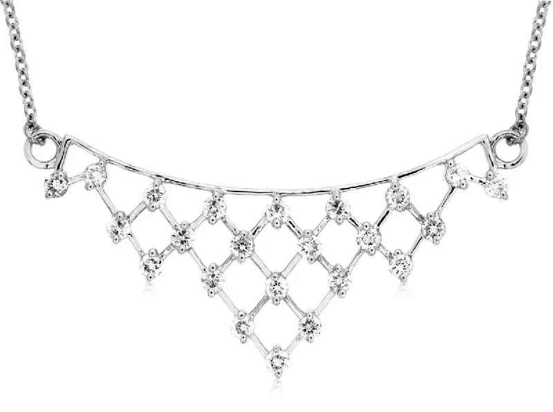 women’s designer necklaces-White Gold Modern Diamond Mesh Necklace