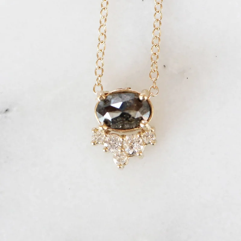 women’s romantic heart necklaces-Allie - Petite Black Oval Diamond 14k Yellow Gold Necklace - Ready to Ship