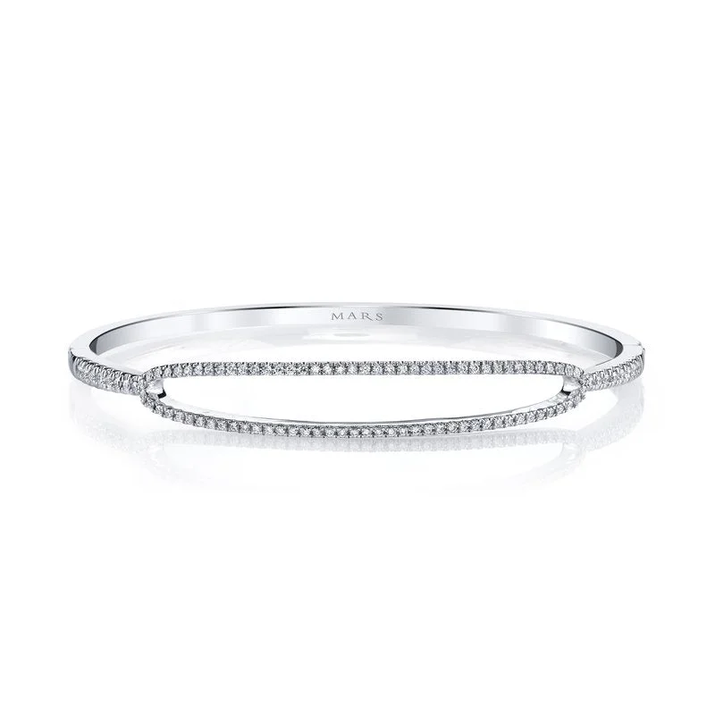 women’s cuff bracelets-14K White Gold 0.61ct. Diamond Bangle Bracelet