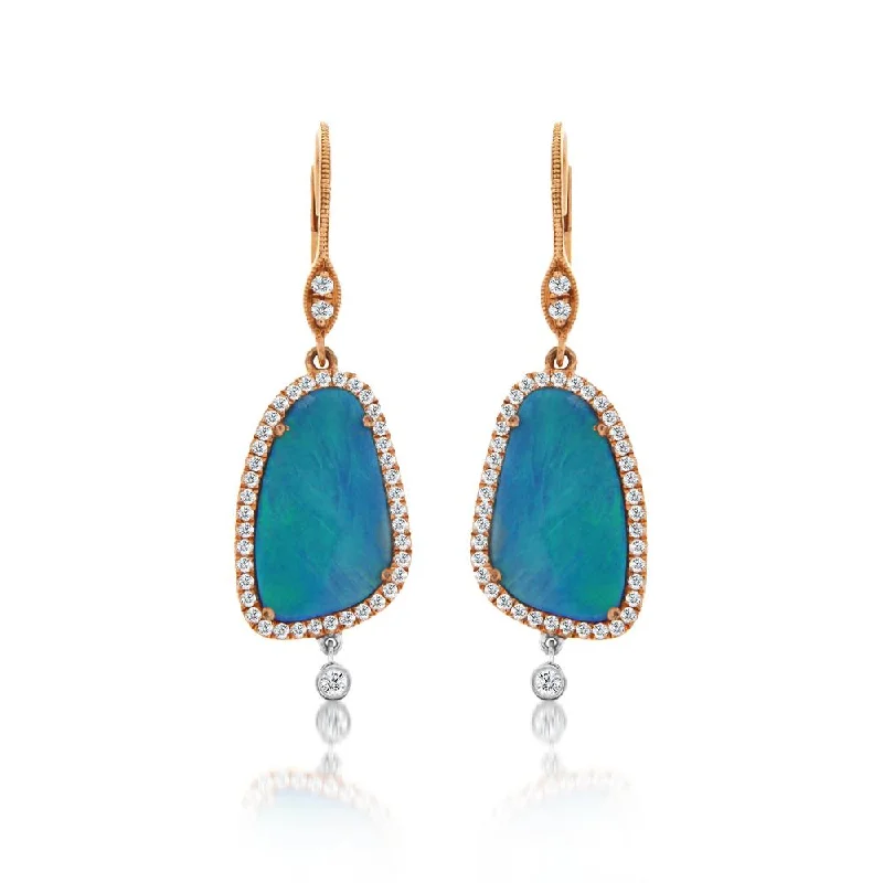 women’s double drop earrings-Organic Opal Halo Earring