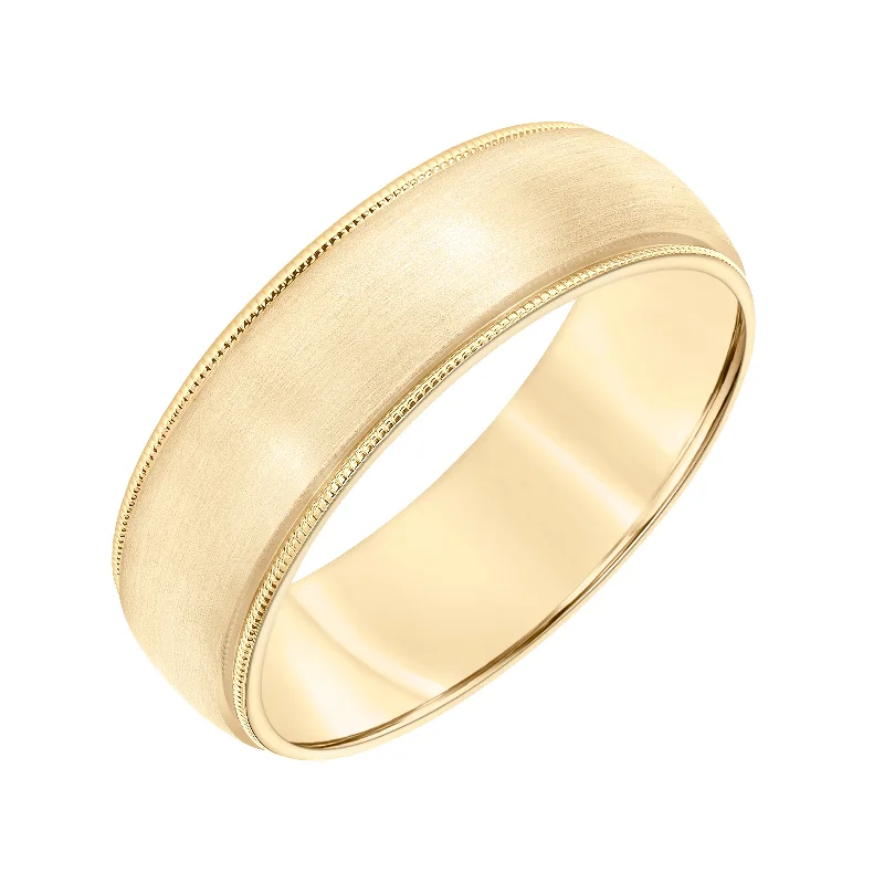 women’s marquise engagement rings-Yellow Gold 7mm Men's Wedding Band