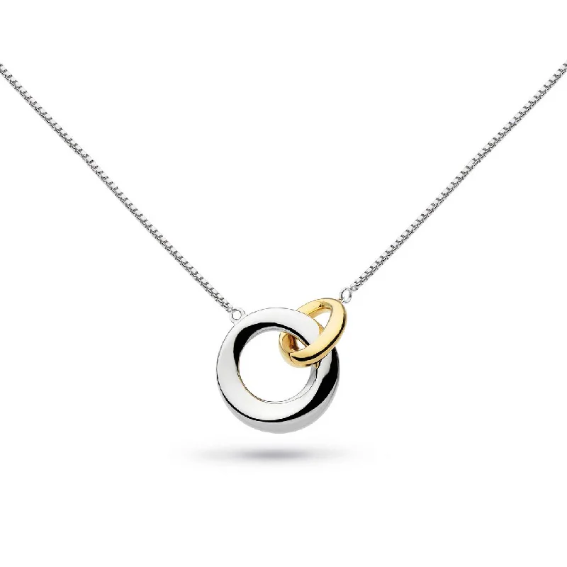 women’s trendy silver necklaces-Two Tone Bevel Cirque Link Necklace, Sterling and Gold Plating