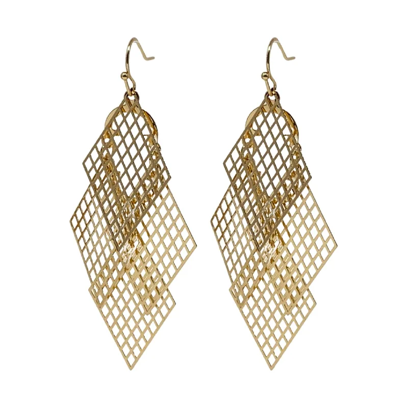 women’s earrings-Dazzling Rhombus Chandelier Earrings