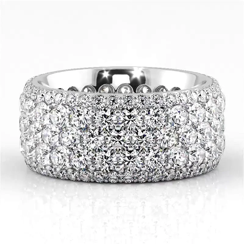 women’s solitaire engagement rings-5.59 ct. Round Diamond Eternity Wedding Band