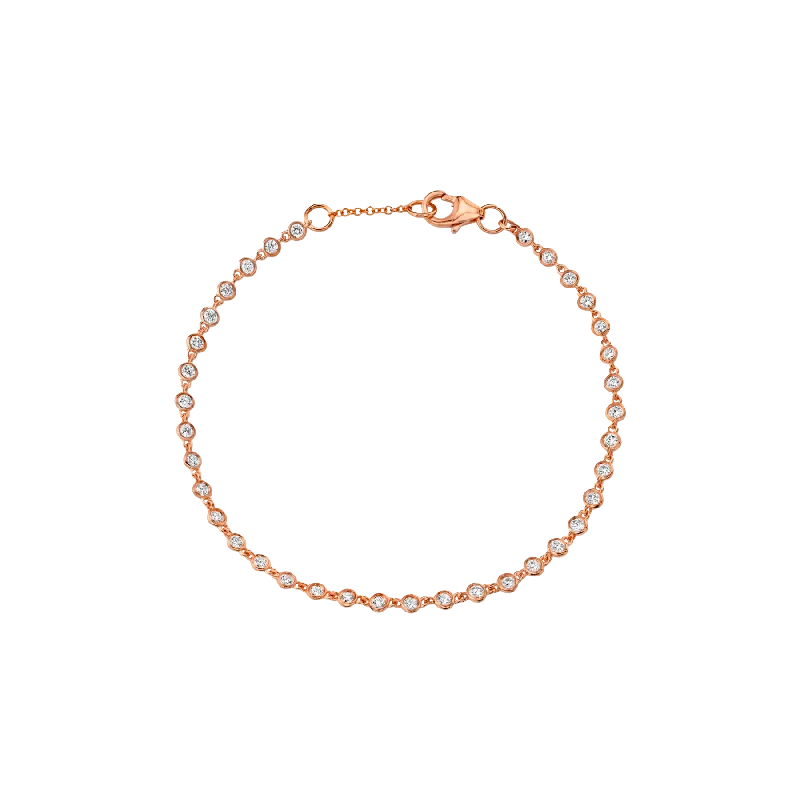 women’s cuff bracelets-Bezel Link Bracelet - White Diamond / 14k Rose Gold