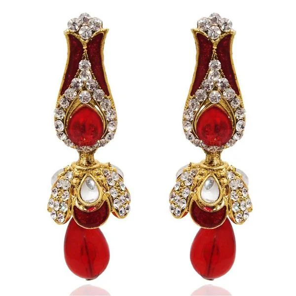 women’s minimalist earrings-The99Jewel Red Kundan Austrian Stone Meenakari Pack Of 6 Jhumki Earrings - 1304808