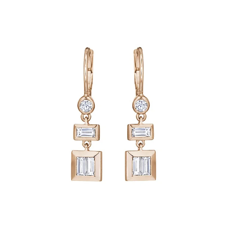 women’s heart-shaped diamond earrings-Moderne Deco Baguette Drop Earrings