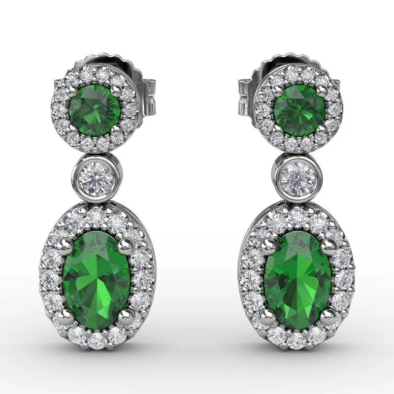 women’s hoop earrings-FANA Emerald and Diamond Dangle Earrings ER1624E