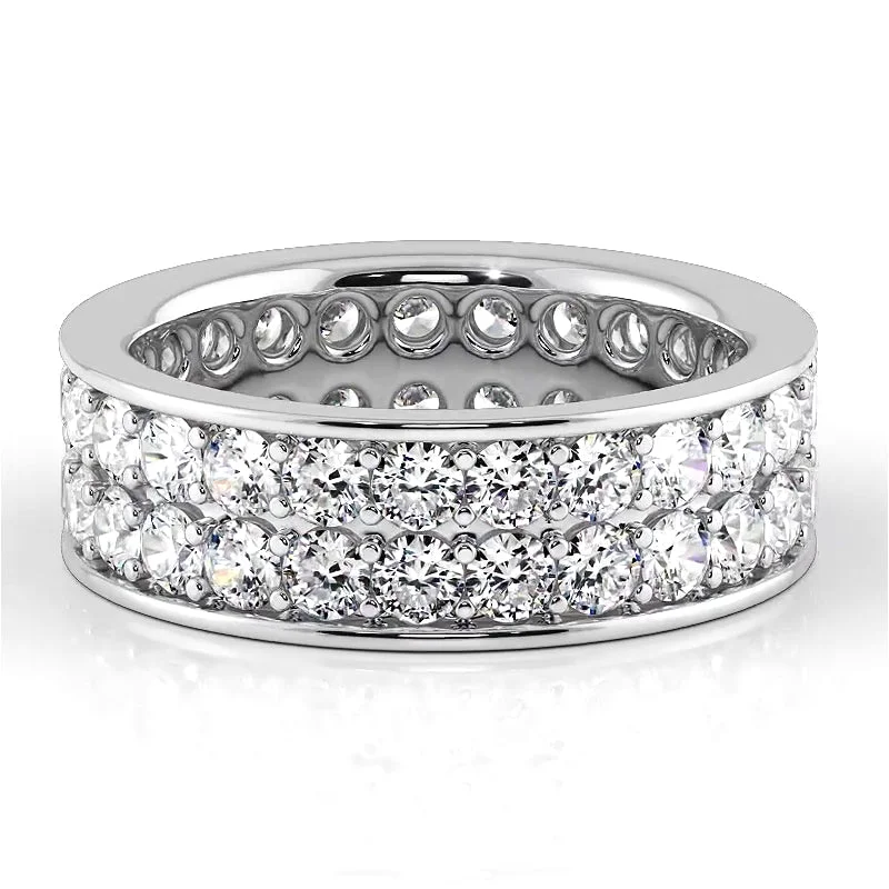 women’s gold engagement rings-2.50 ct. Round Diamond Double Row Wedding Band