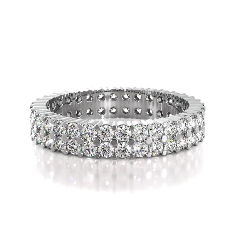 women’s sophisticated engagement rings-1.50 ct. Round Diamond Double Row Wedding Band