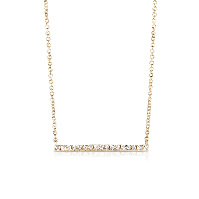 women’s vintage necklaces-Diamond Bar Necklace, 14K Yellow Gold