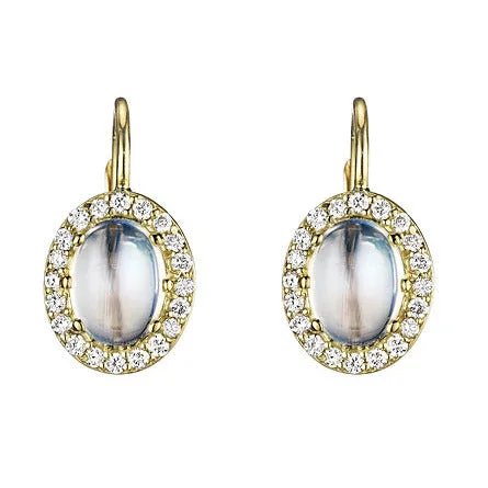 women’s flower earrings-Moonstone Diamond Earrings