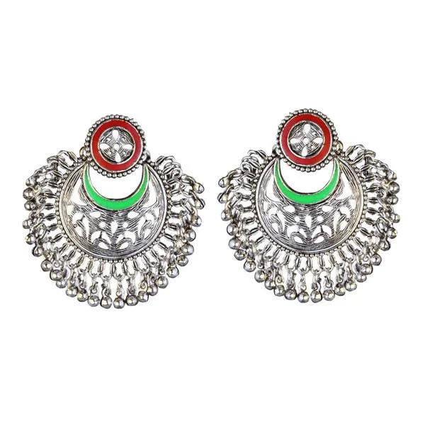 women’s sparkling earrings-Kriaa Rhodium Plated Meenakari Afghani Earrings