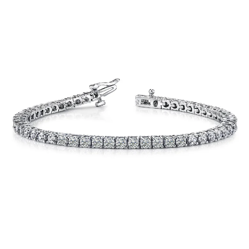 women’s leather bangles-4 Carat Round 14K White Gold 4 Prong Diamond Tennis Bracelet (Classic Quality)