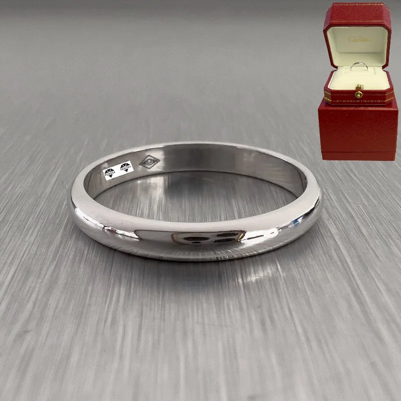 women’s custom ring engagement design-Cartier 1895 Platinum 950 2.45mm Wide Wedding Band Ring Size 49 / US 5 BOX