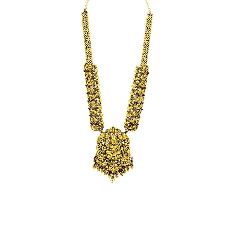 women’s minimalist necklaces-22K Gold Temple Antique Necklace