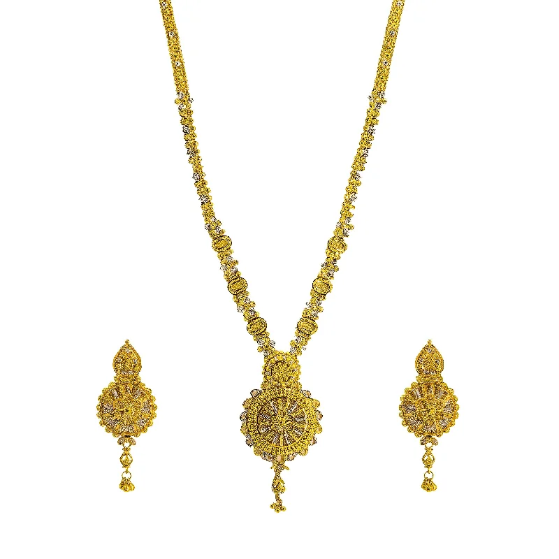 women’s geometric necklaces-22K Gold Long Necklace & Earrings Set