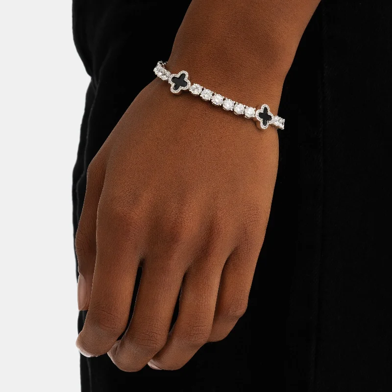 women’s sparkling bangle bracelets-Black Clover Tennis Bracelet