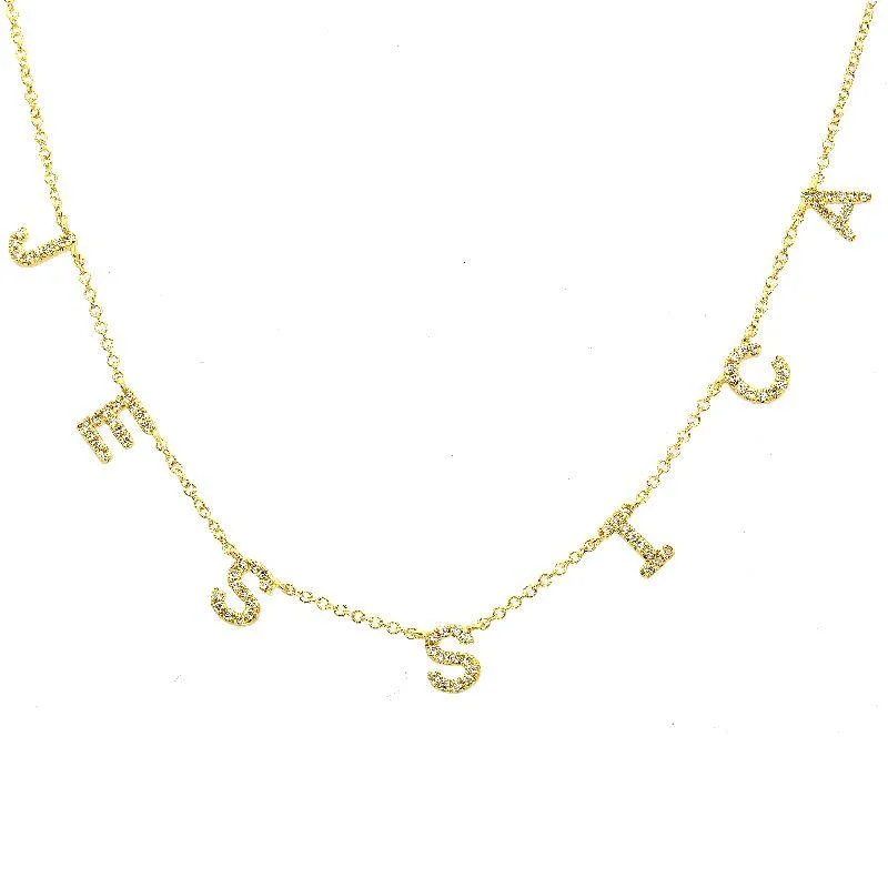 women’s silver and gold necklaces-Custom Diamond Initials Necklace