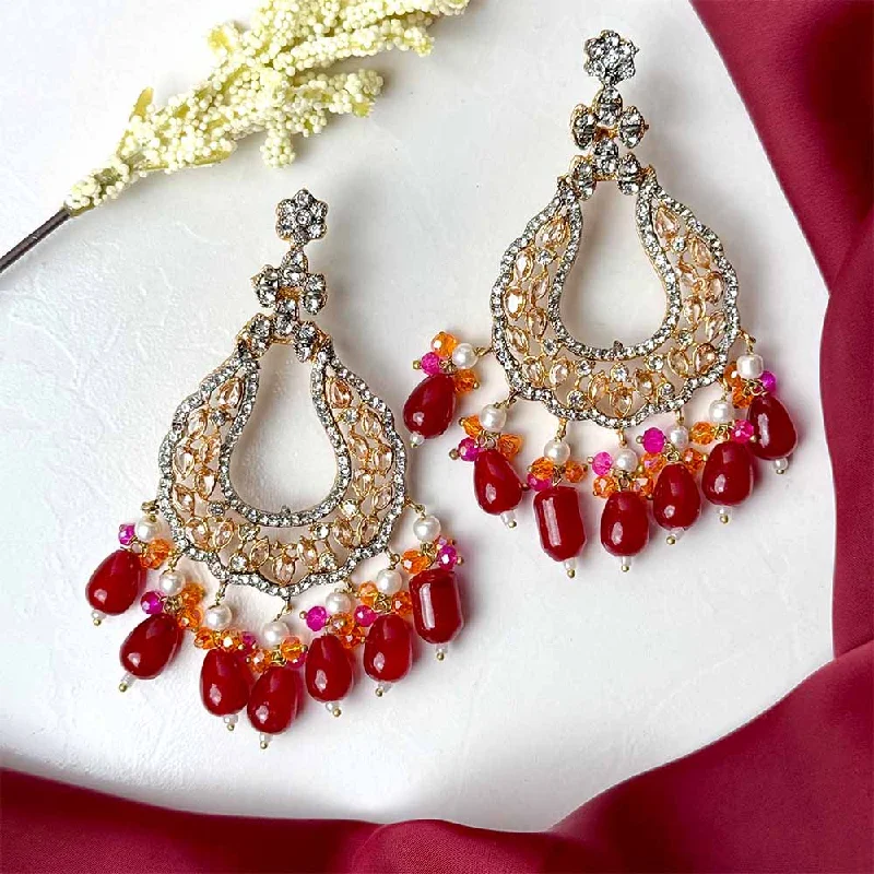 women’s ruby earrings-Geeta Earrings (Red)