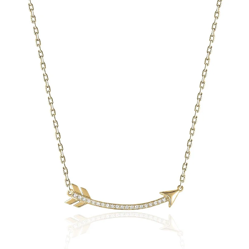 women’s custom-designed necklaces-Yellow Gold Arrow Dia Necklace