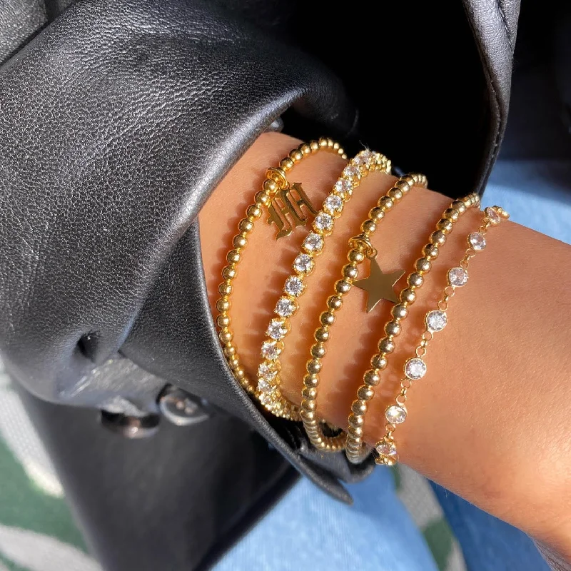 women’s gold-plated bracelets-Star Beaded Bracelet