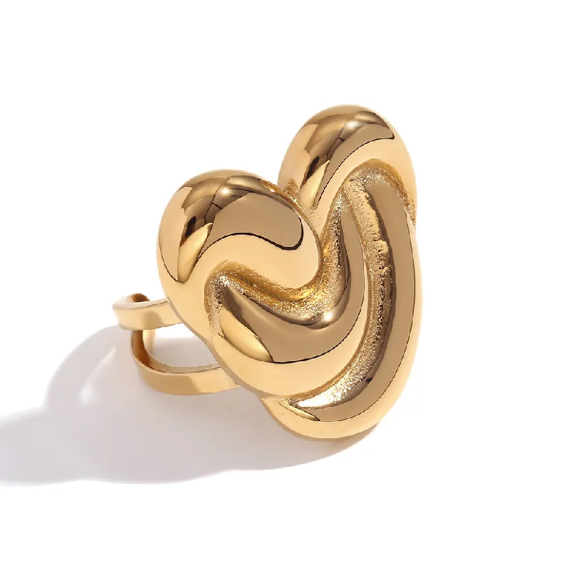 Love Fried Dough Twists Open Ring - Gold - One Size