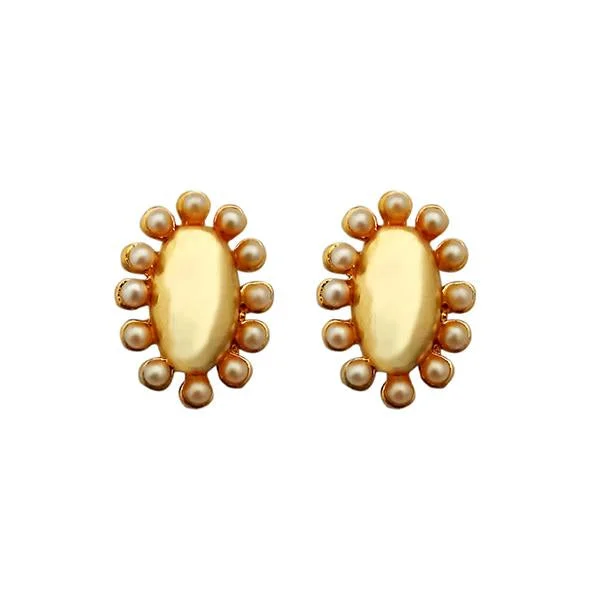 women’s gold earrings-Kriaa Pearl Stud Gold Plated Earrings - 1310062