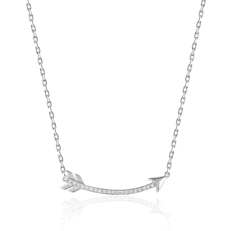 women’s bridal necklaces-White Gold Diamond Arrow Necklace