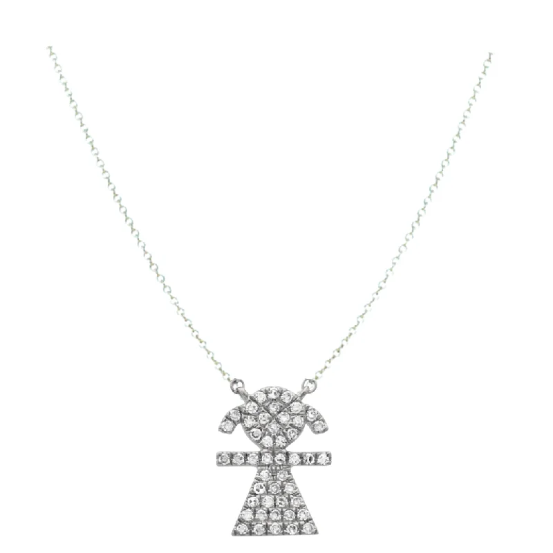 women’s heart-shaped pendant necklaces-Diamond Pave Girl Necklace