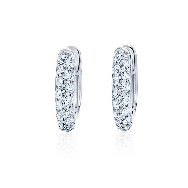 women’s crystal drop earrings-Petite Hoop Earrings with Pave Diamonds