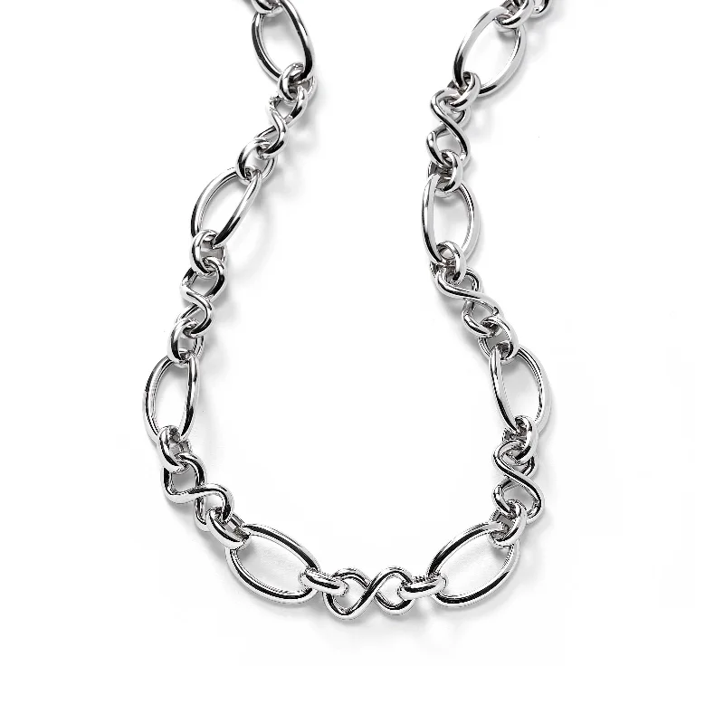 women’s sapphire necklaces-Open Link Necklace, 17.75 Inches, Sterling Silver