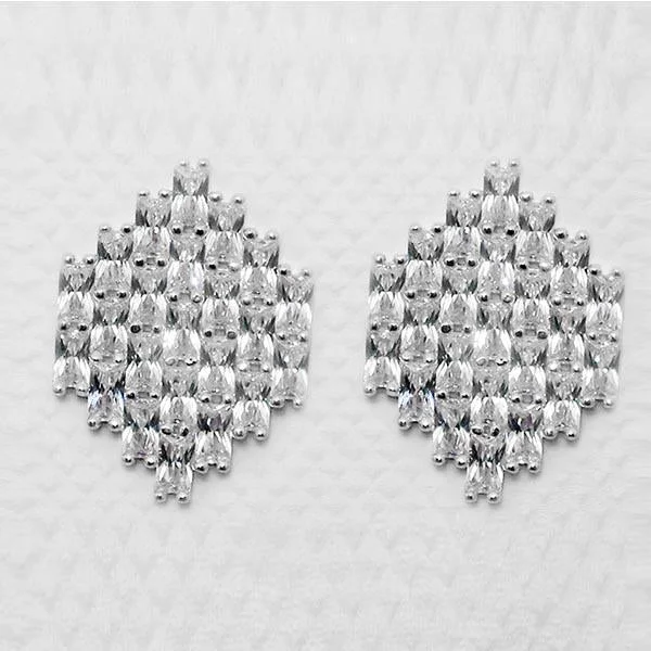 women’s vintage earrings-Romance Brass Cubic Zirconia Stud Earrings - 1308034